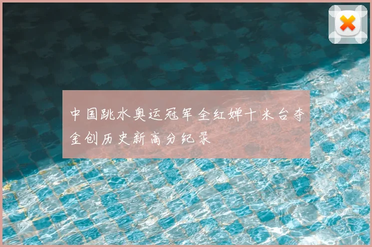 中国跳水奥运冠军全红婵十米台夺金创历史新高分纪录